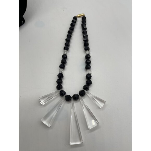 Vintage Fiocchi Style Art Deco Black and Clear Bakelite Egypyain bib Cleopatra N - Picture 4 of 6